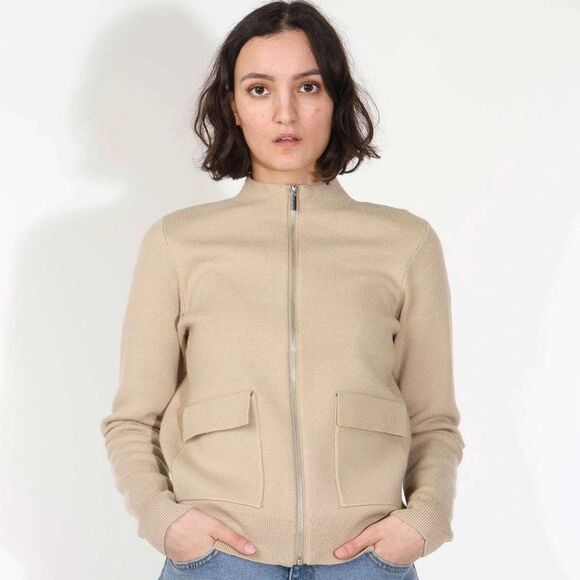 New MOSS Copenhagen IDRINA ELLEVEN ZIP CARDIGAN WHITE PEPPER MEL - Picture 2 of 6